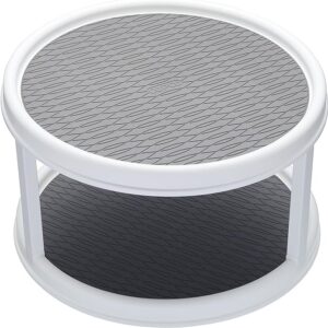 Copco Basics Plastic 2-Tier Lazy Susan-Style Kitchen Worktop and Shelf Organiser,White/Grey, 30 cm